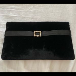 Vintage 1950s black velvet clutch purse